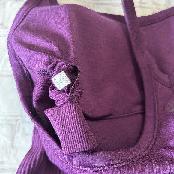 Lululemon Ebb To Street Ribbed Athletic Tank Top Built-in Bra 8 / Med Purple - Picture 5 of 5